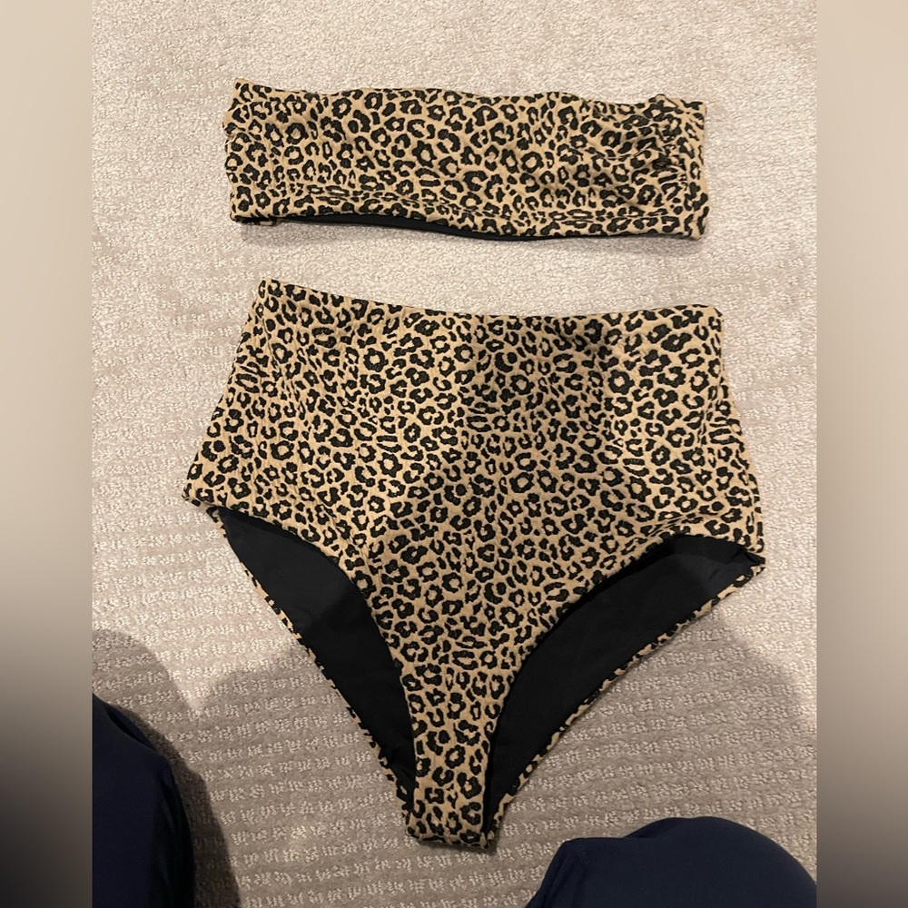 Mara Hoffman Animal Print Bikini in Tan and Black